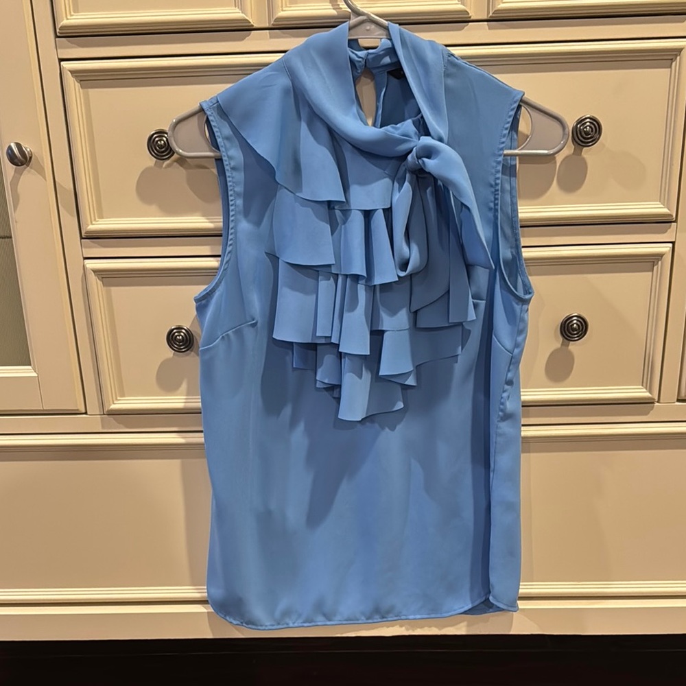 Banana Republic Blue Ruffled Tie Front Blouse